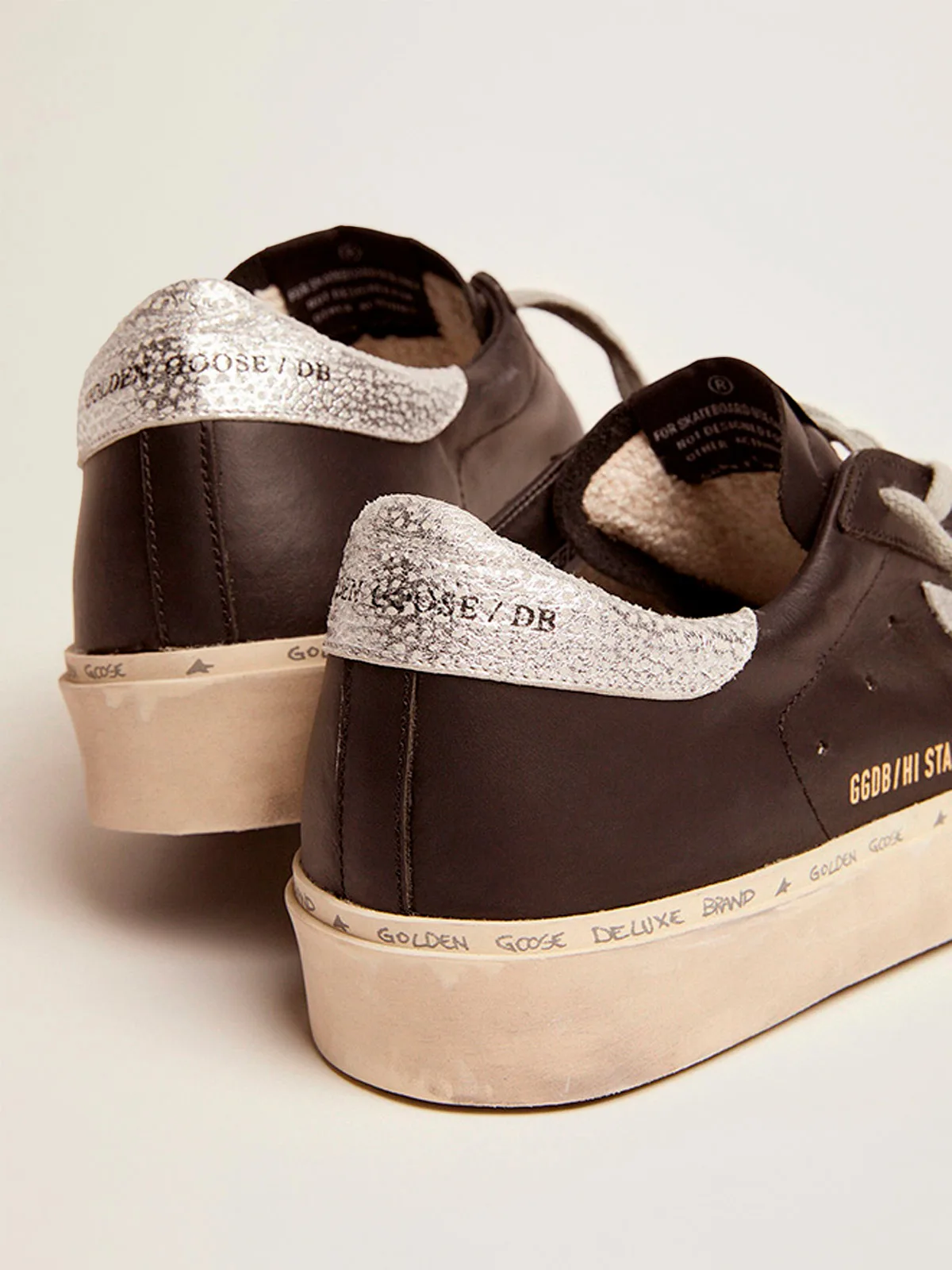 Hi Star Sneakers In Black Leather With Silver Laminated Leather Star