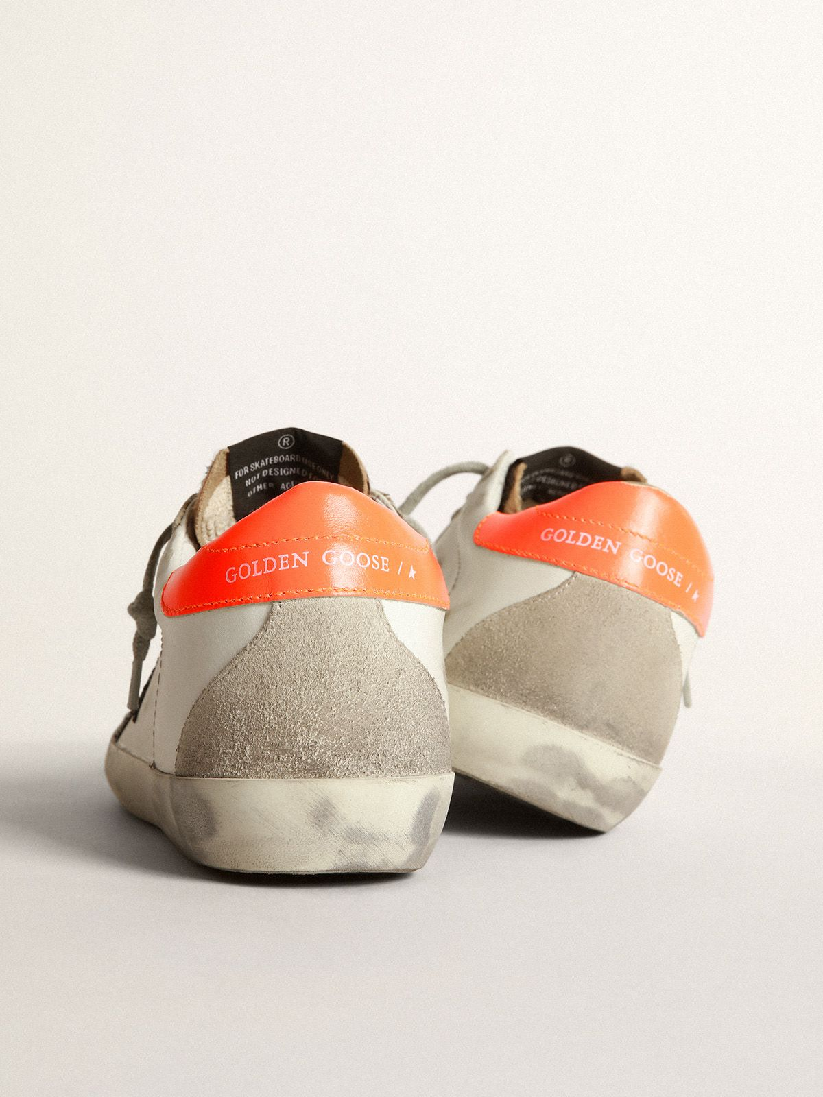 Super-star Sneakers With Leopard-print Insert, Glittery Star And Orange Heel Tab