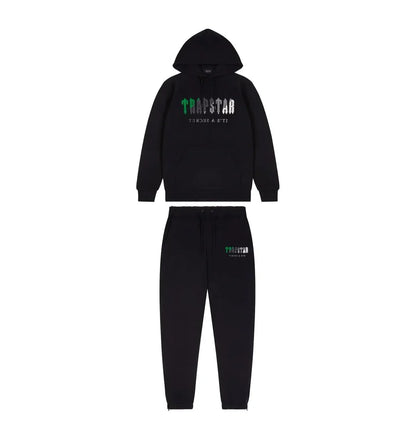 Trapstar Chenille Decoded Hooded Tracksuit - Black/Green Bee