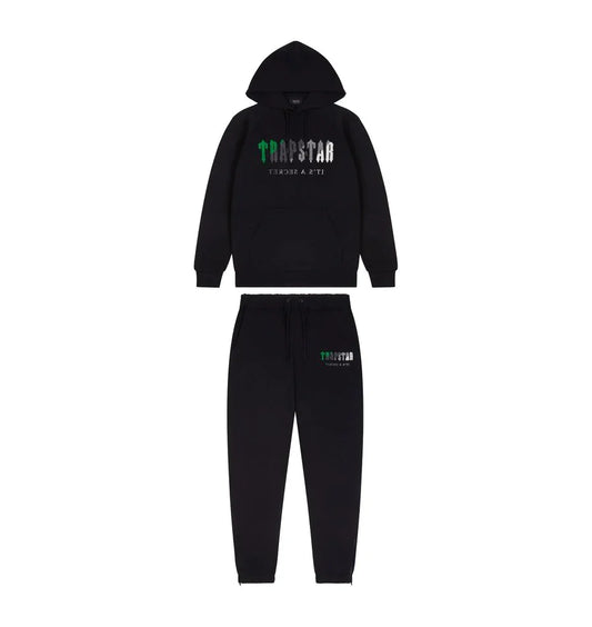 Trapstar Chenille Decoded Hooded Tracksuit - Black/Green Bee