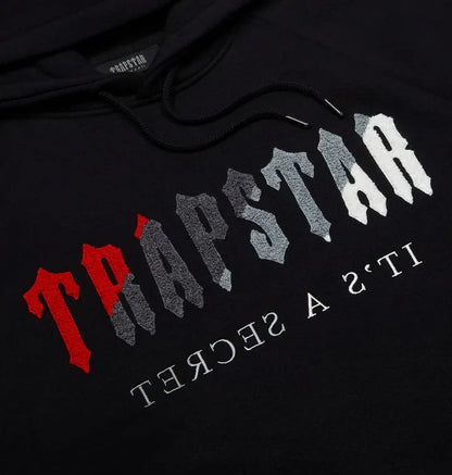 Trapstar Chenille Decoded Hooded Tracksuit - Black/Red