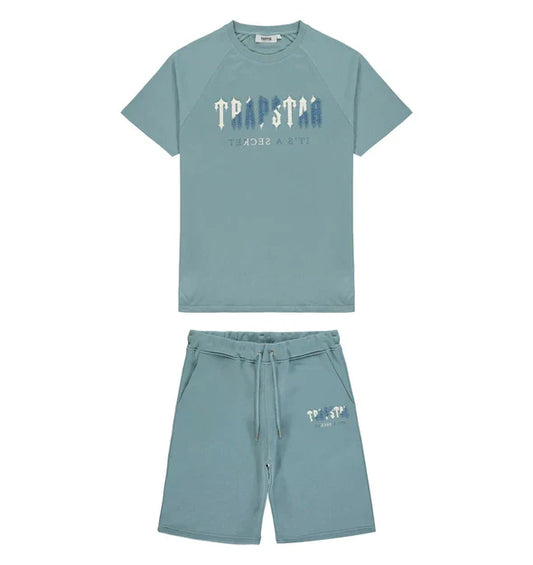 Trapstar Chenille Decoded Short Set - Citadel / White