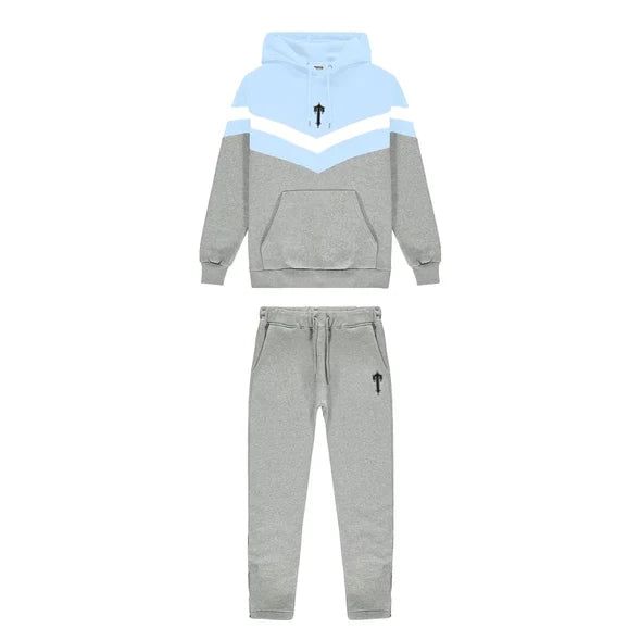 Trapstar V-Stripe Hooded Tracksuit - Cashmere Blue / White / Grey
