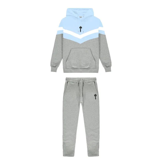 Trapstar V-Stripe Hooded Tracksuit - Cashmere Blue / White / Grey