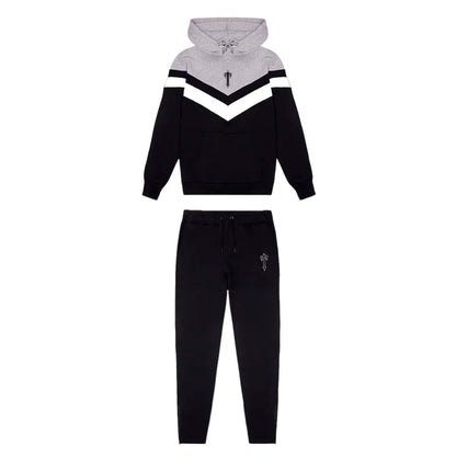 Trapstar V-Stripe Hooded Tracksuit - Grey / White / Black