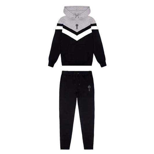 Trapstar V-Stripe Hooded Tracksuit - Grey / White / Black
