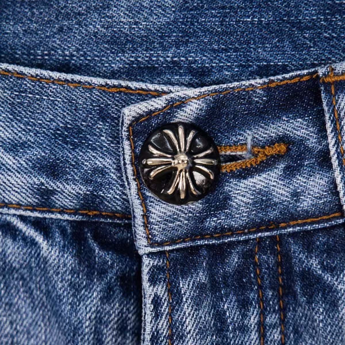 CHROME HEARTS BLACK CROSS PATCH JEANS DENIM