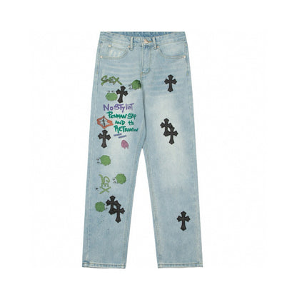 CHROME HEARTS SEX EMBROIDERED JEANS BLUE