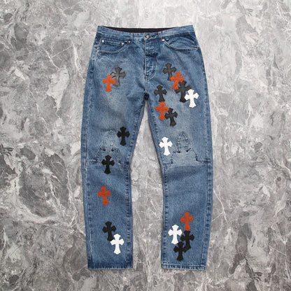 CHROME HEARTS 3 COLOR CROSS BLUE JEANS