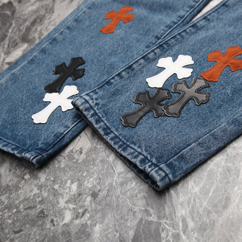 CHROME HEARTS 3 COLOR CROSS BLUE JEANS