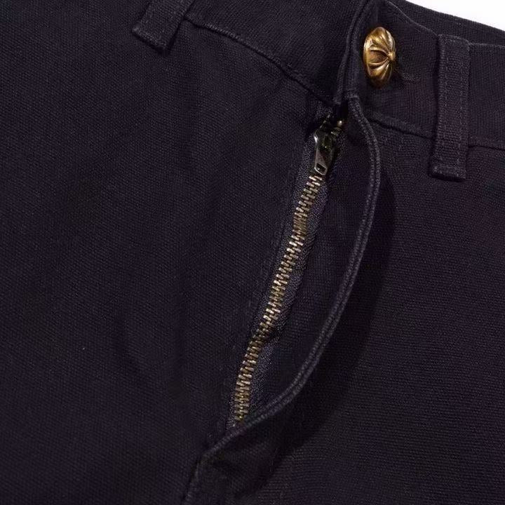 CHROME HEARTS BLACK DOUBLE KNEE CARPENTER JEANS