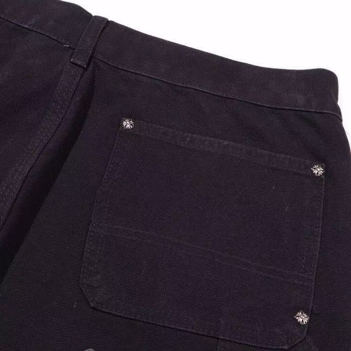 CHROME HEARTS BLACK DOUBLE KNEE CARPENTER JEANS