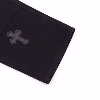 CHROME HEARTS BLACK DOUBLE KNEE CARPENTER JEANS