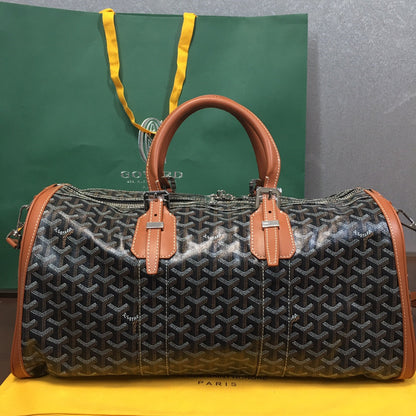GOYARD BOSTON 50 TRAVEL BAG BLACK & TAN