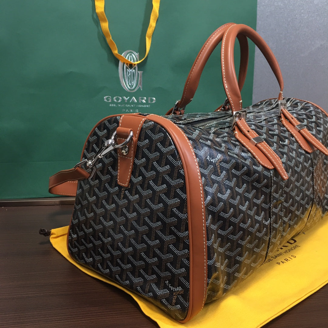 GOYARD BOSTON 50 TRAVEL BAG BLACK & TAN