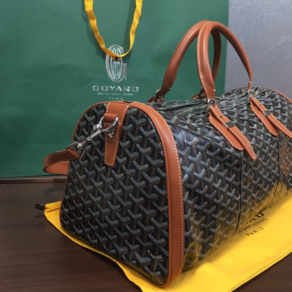 GOYARD BOSTON 50 TRAVEL BAG BLACK & TAN