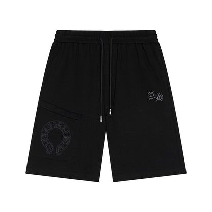 CHROME HEARTS HORSE SHOE LOGO SHORTS BLACK