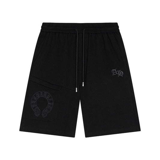 CHROME HEARTS HORSE SHOE LOGO SHORTS BLACK