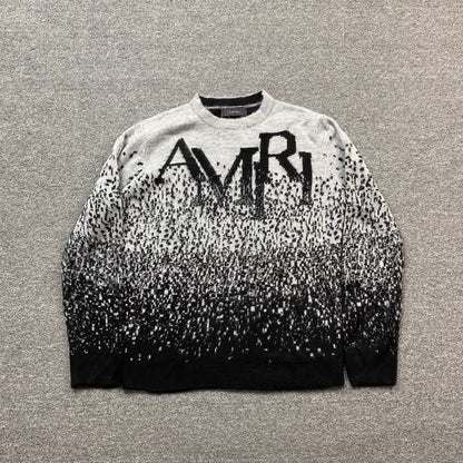 AMIRI STAGGERED GRADIANT CREWNECK GREY