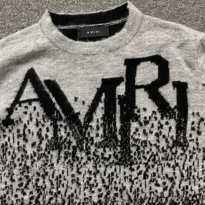 AMIRI STAGGERED GRADIANT CREWNECK GREY