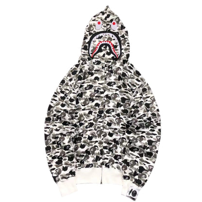 BAPE ABC CAMO SHARK FULL ZIP HOODIE GREY
