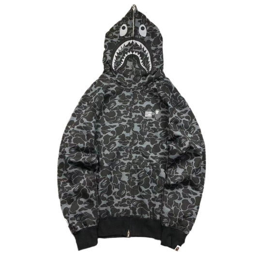 BAPE x DOVER STREET MARKET SPECIAL CAMO SHARK FULL ZIP HOODIE BLACK