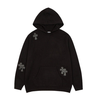 CHROME HEARTS BLACK CROSS PATCH HOODIE BLACK
