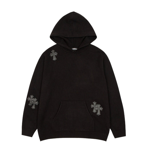 CHROME HEARTS BLACK CROSS PATCH HOODIE BLACK