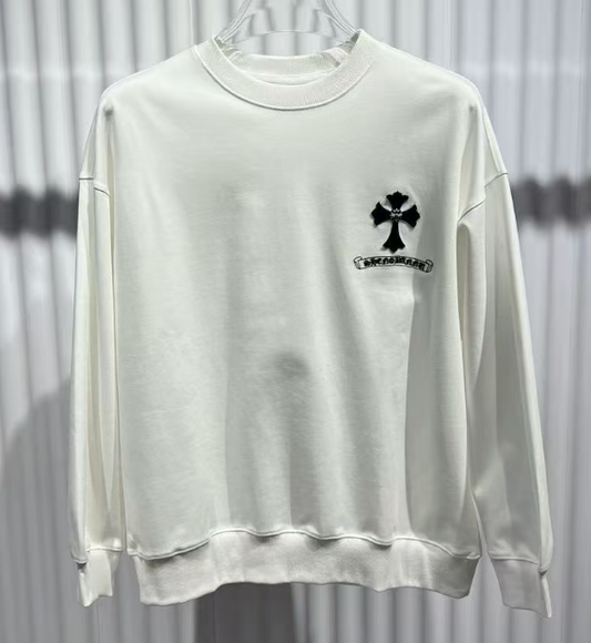 CHROME HEARTS BLACK CROSS SWEATSHIRT WHITE