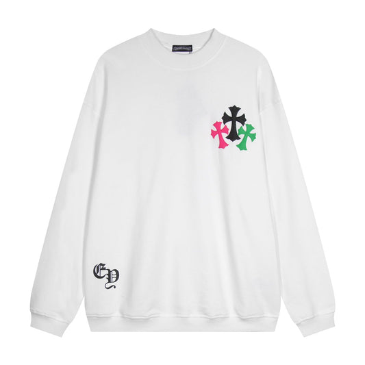 CHROME HEARTS COLORED CROSS HORSE SHOE LOGO SWEATSHIRT WHITE