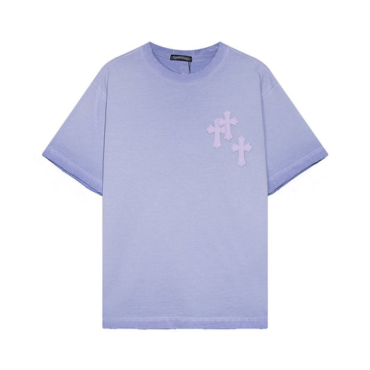 CHROME HEARTS CROSS PATCH T-SHIRT WASHED LIGHT BLUE