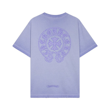 CHROME HEARTS HORSE SHOE LOGO T-SHIRT WASHED LIGHT BLUE