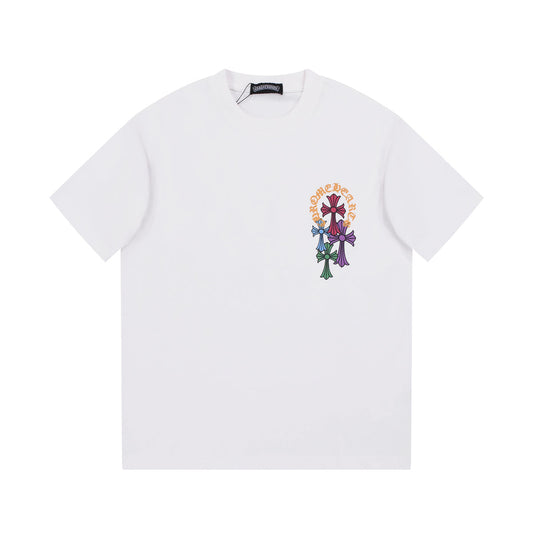 CHROME HEARTS MULTICOLOR HORSE SHOE LOGO T-SHIRT WHITE
