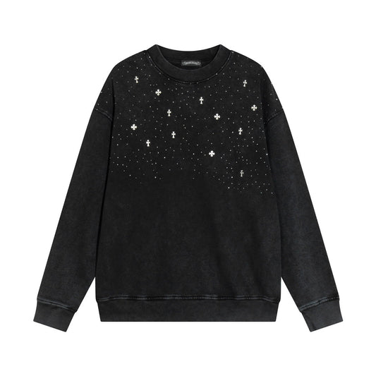 CHROME HEARTS STARRY RHINESTONE SWEATSHIRT WASHED BLACK