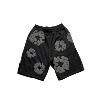 DENIM TEARS COTTON WREATH SHORTS MONOCHROME BLACK
