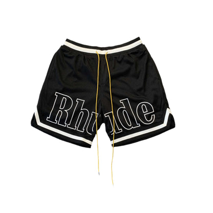 RHUDE COURT LOGO SHORTS BLACK/WHITE