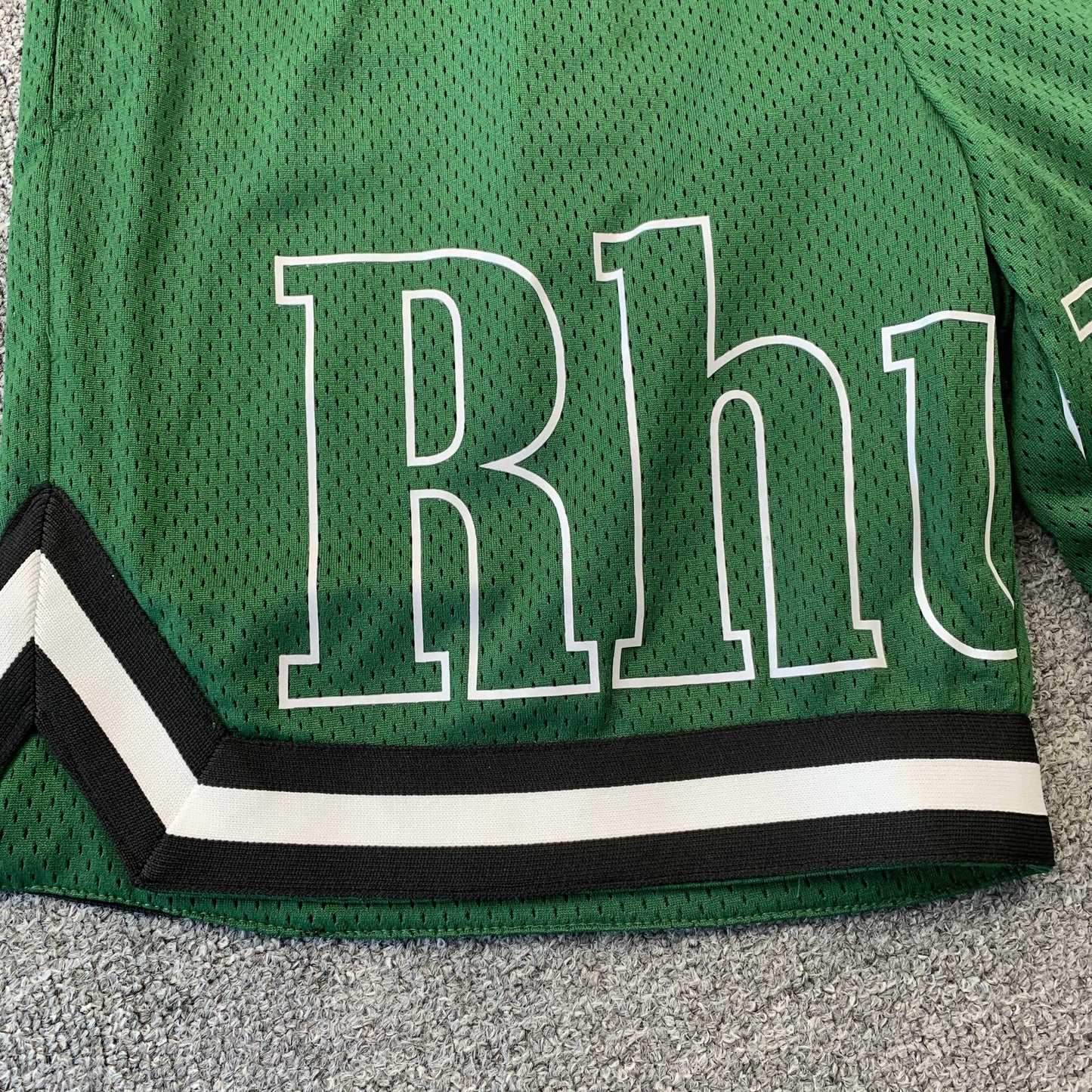 RHUDE COURT LOGO SHORTS GREEN
