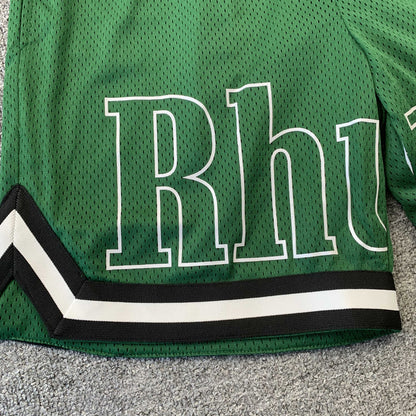 RHUDE COURT LOGO SHORTS GREEN