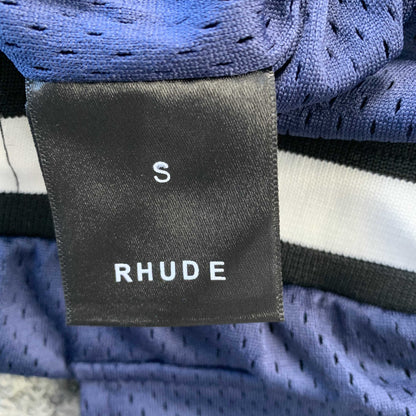 RHUDE COURT LOGO SHORTS NAVY