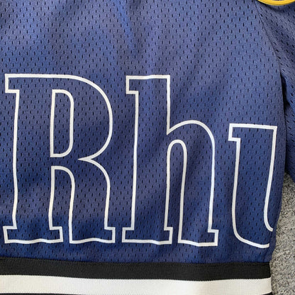 RHUDE COURT LOGO SHORTS NAVY