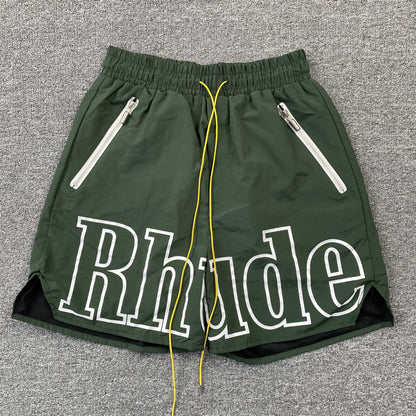 RHUDE RH LOGO SHORTS GREEN