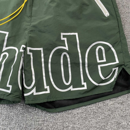 RHUDE RH LOGO SHORTS GREEN
