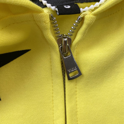 SP5DER DOUBLE LAYER 5 STAR ZIP HOODIE YELLOW