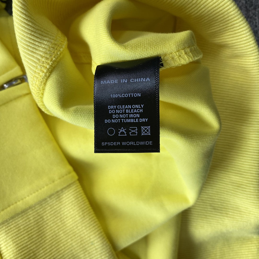 SP5DER DOUBLE LAYER 5 STAR ZIP HOODIE YELLOW