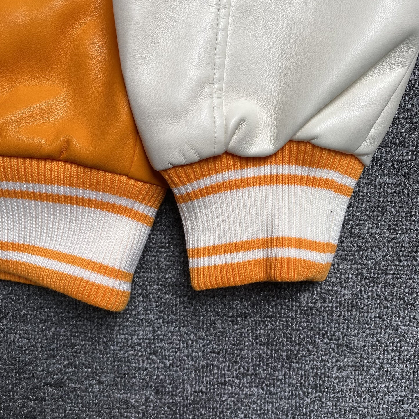 SP5DER LEATHER VARSITY JACKET ORANGE