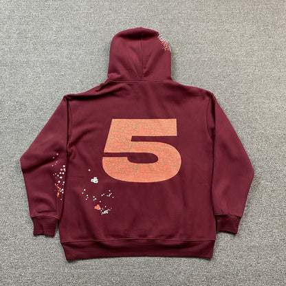 SP5DER NOCTURNAL HIGHWAY HOODIE BURGUNDY