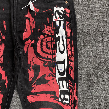 SP5DER PAINTED MOTO DENIM BLACK