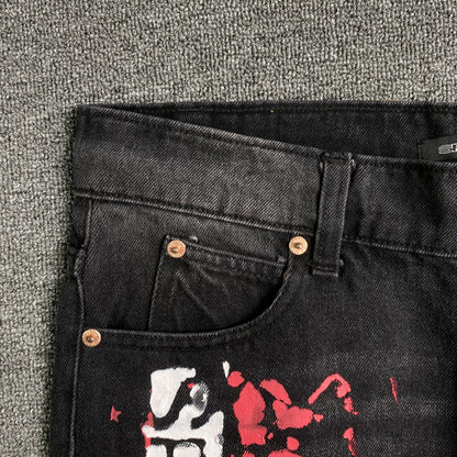 SP5DER PAINTED MOTO DENIM BLACK