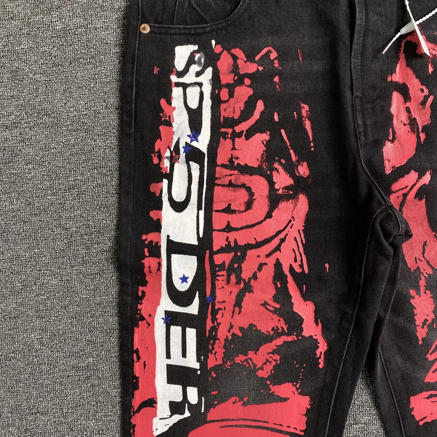 SP5DER PAINTED MOTO DENIM BLACK