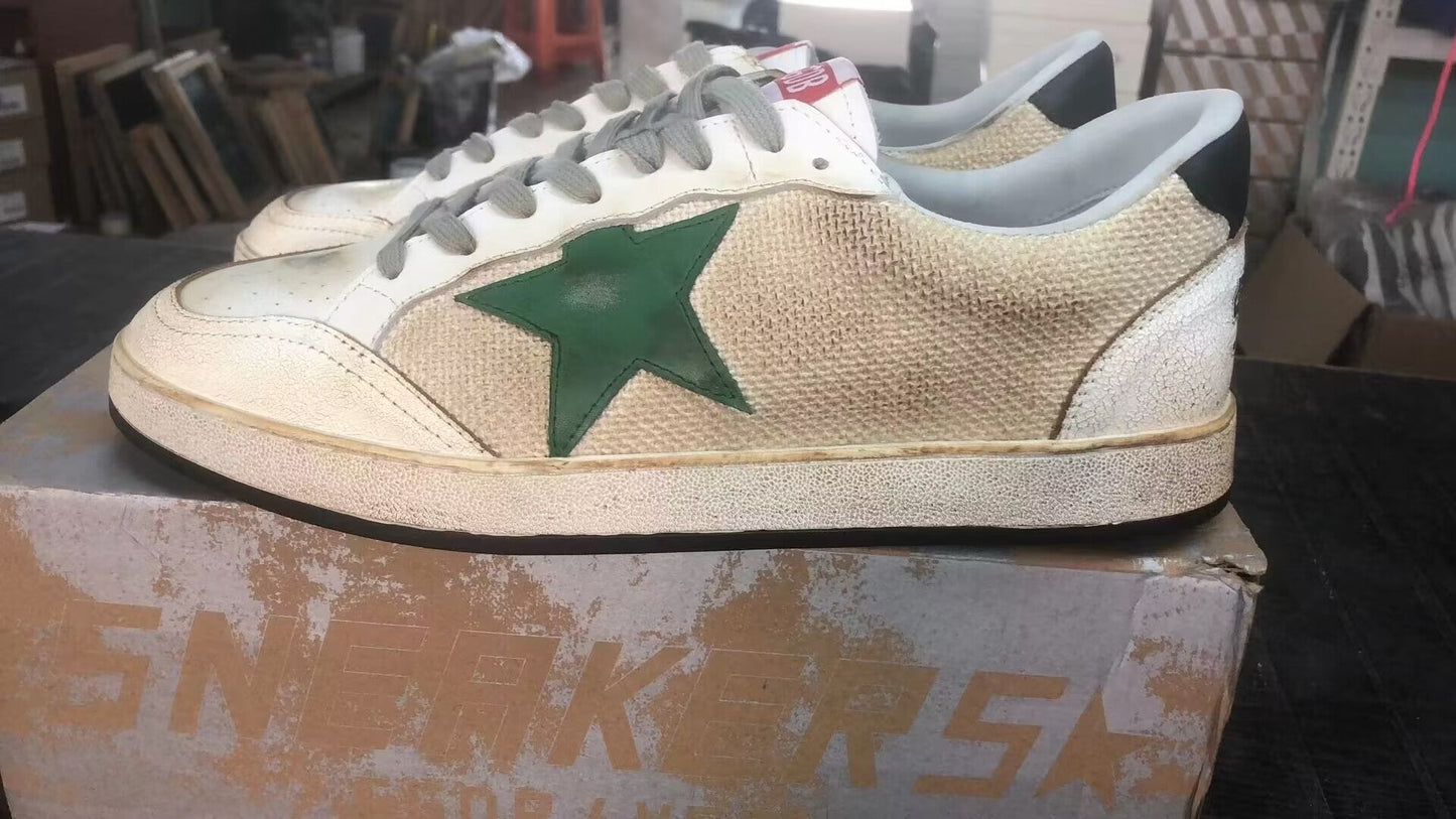 Ball Star Sneakers In Leather And Mesh With Black Heel Tab